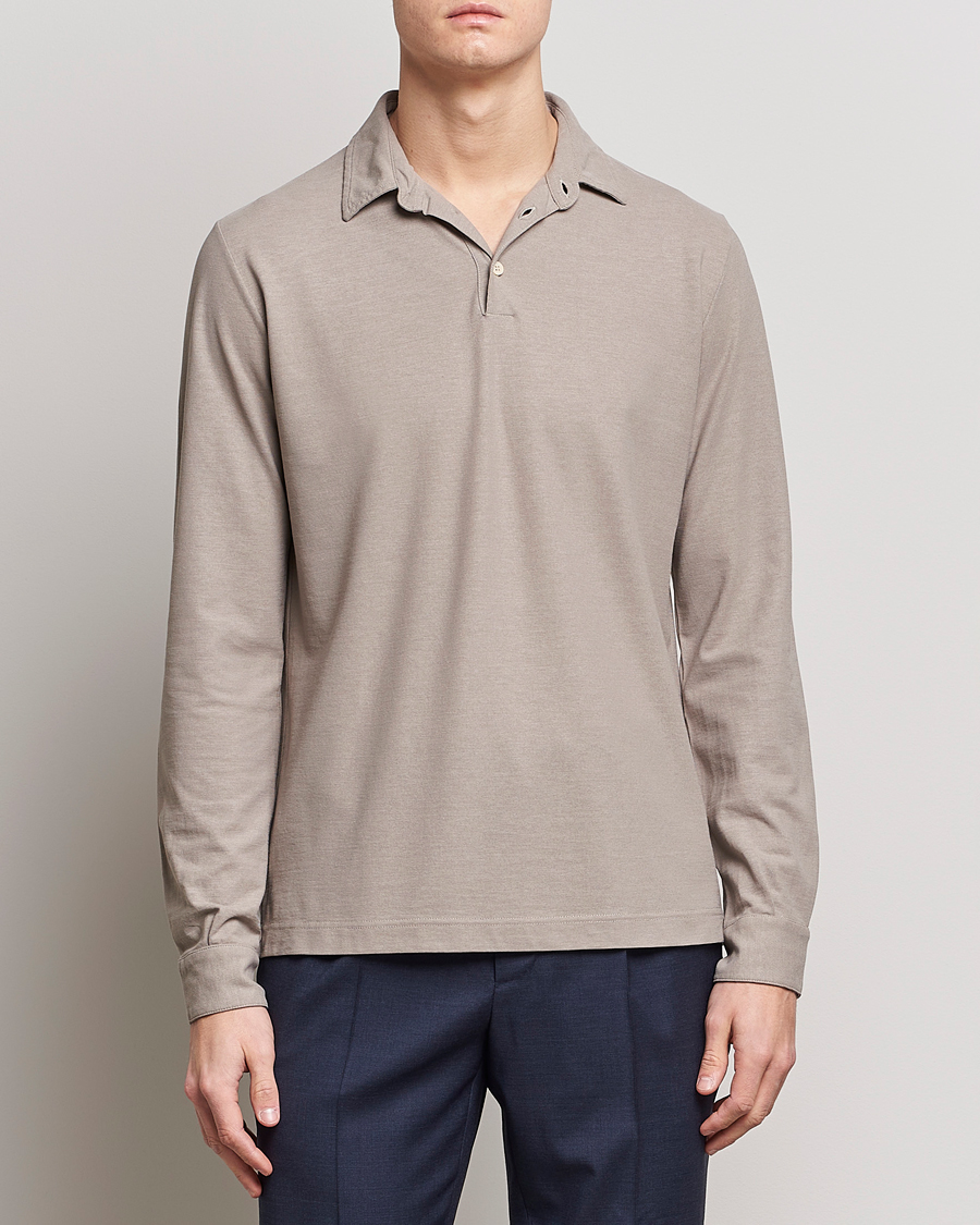Uomini | Maglieria | Zanone | Ice Cotton Long Sleeve Polo Beige