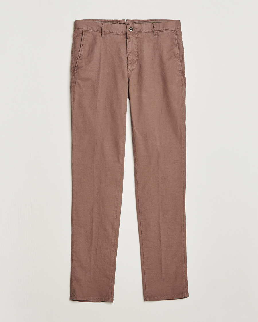 Uomini | Pantaloni | Incotex | Slim Fit Cotton/Linen Slacks Brown