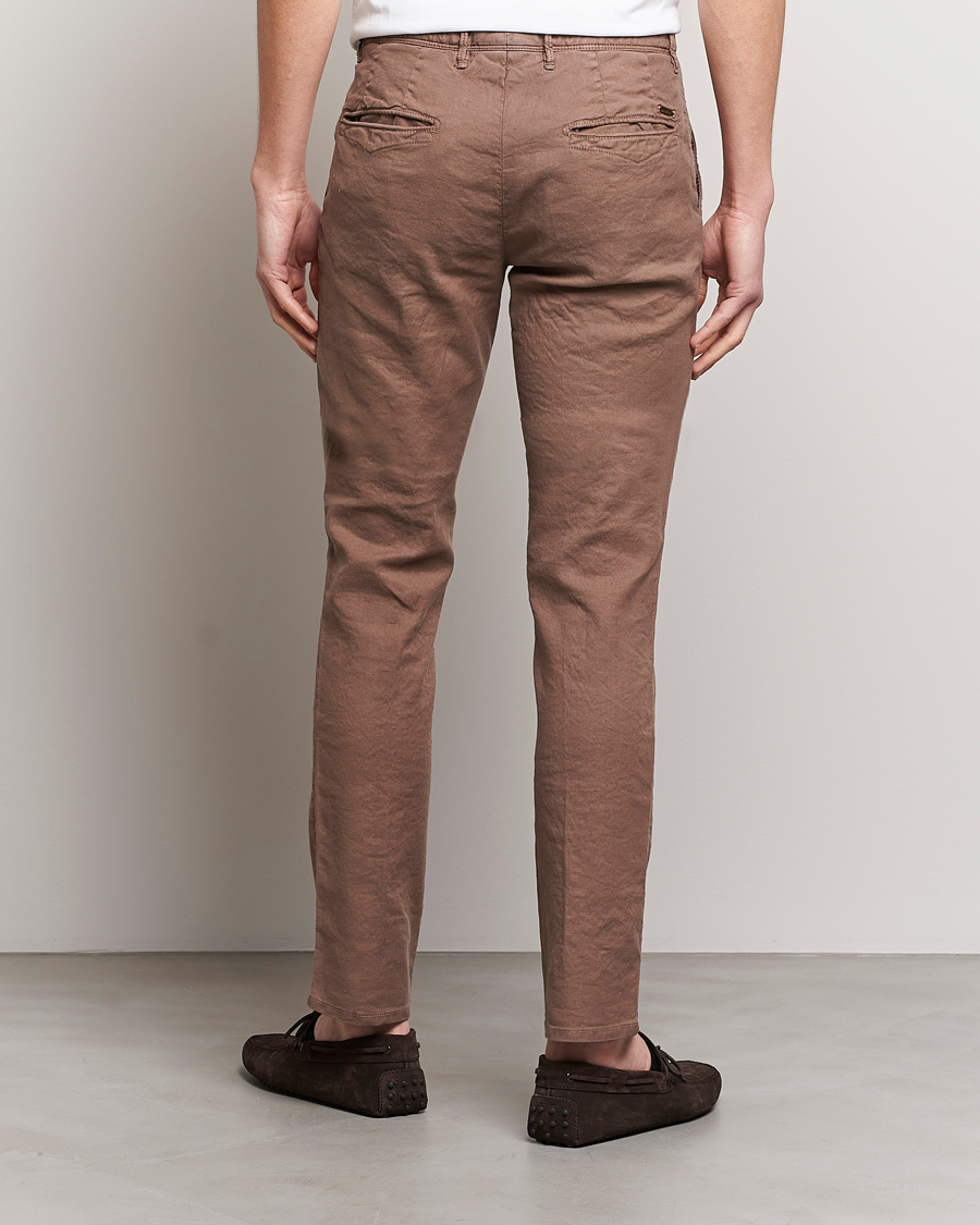 Uomini | Pantaloni | Incotex | Slim Fit Cotton/Linen Slacks Brown