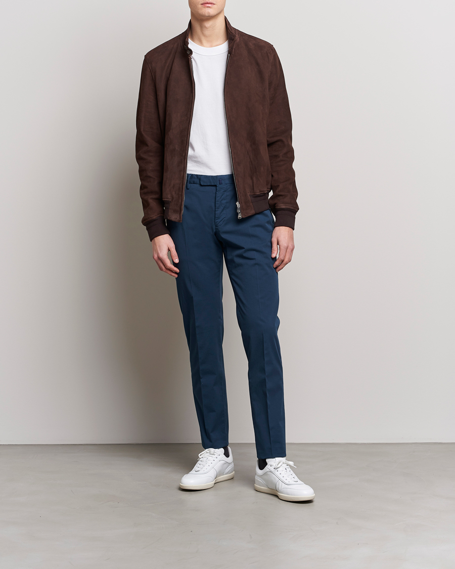 Uomini | Pantaloni | Incotex | Slim Fit Chinolino Trousers Navy