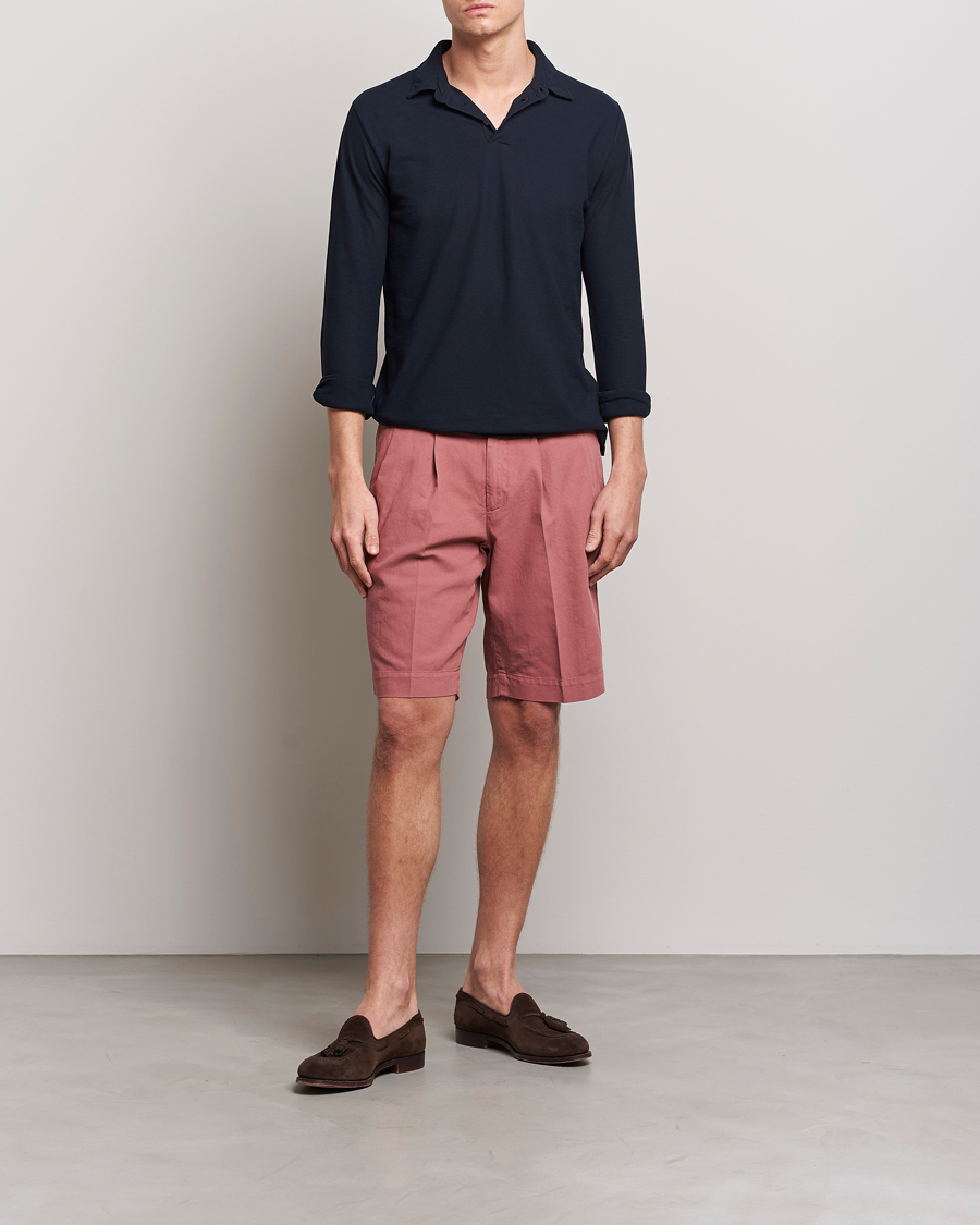 Uomini | Pantaloncini | Incotex | Pleated Chinolino Shorts Brick