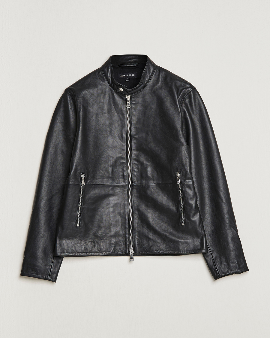 Uomini | Giacche | J.Lindeberg | Boris Biker Leather Jacket Black