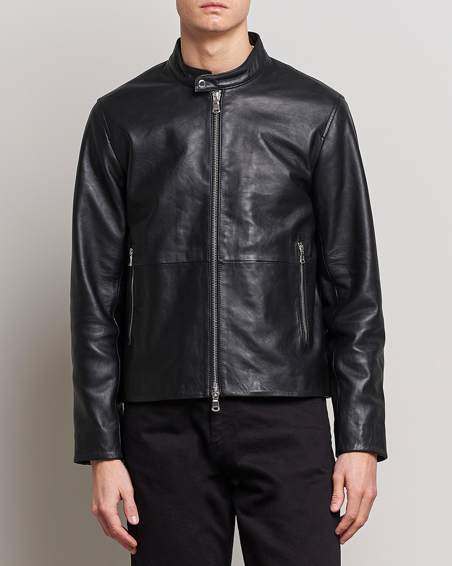 Uomini | Giacche | J.Lindeberg | Boris Biker Leather Jacket Black
