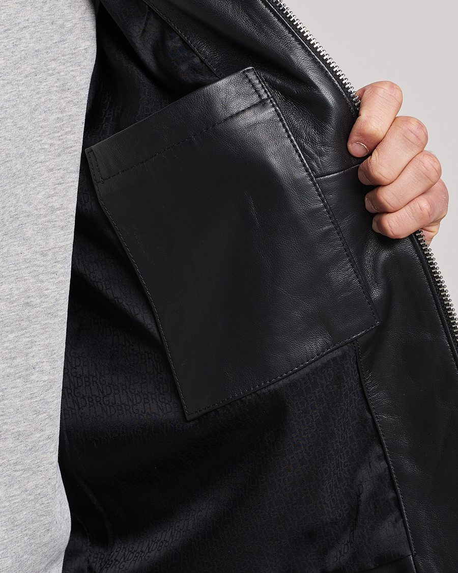 Uomini | Giacche | J.Lindeberg | Boris Biker Leather Jacket Black