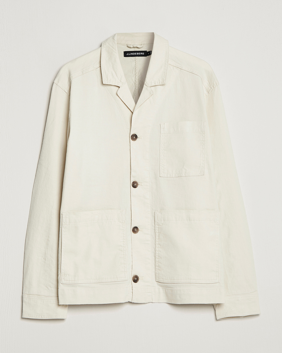 Uomini | Camicie | J.Lindeberg | Errol Linen/Cotton Workwear Overshirt Turtledove