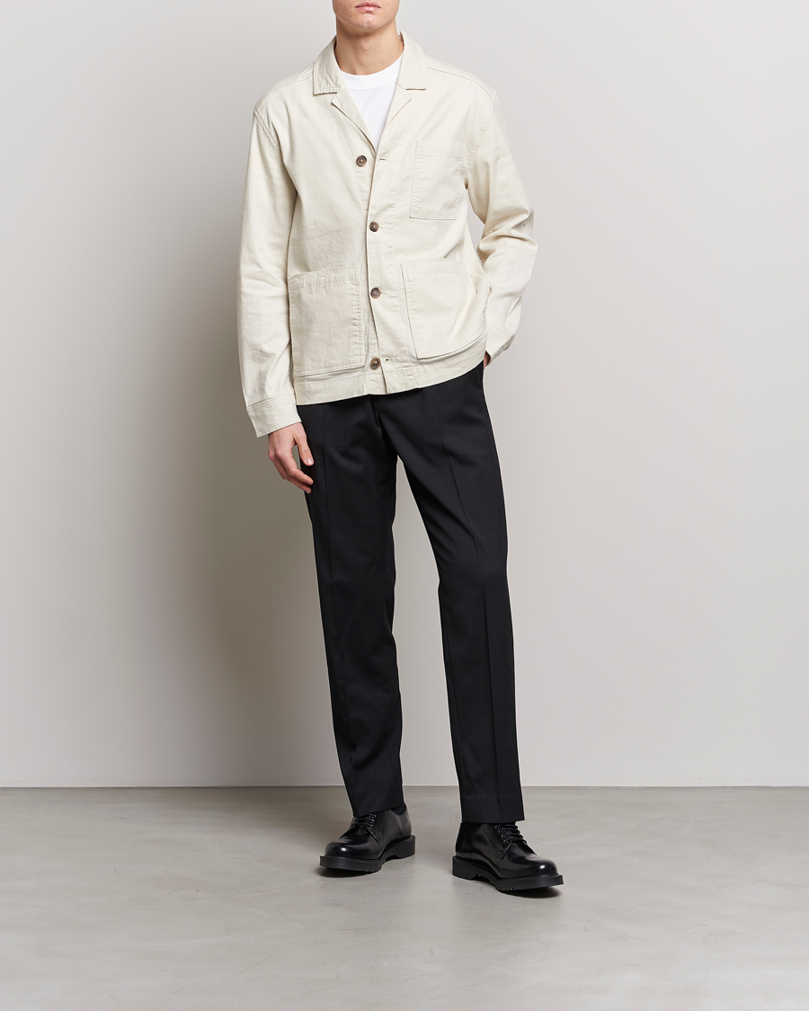 Uomini | Camicie | J.Lindeberg | Errol Linen/Cotton Workwear Overshirt Turtledove