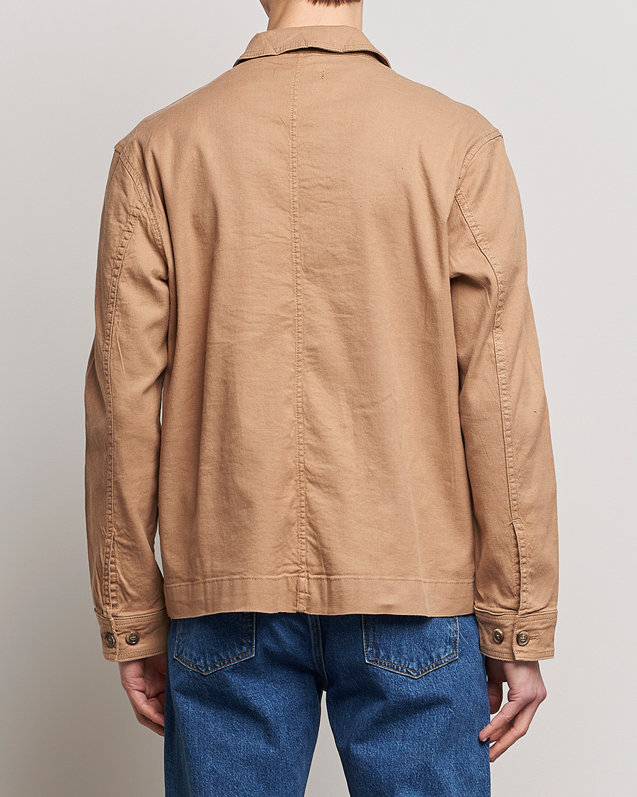 Uomini | Camicie | J.Lindeberg | Errol Linen/Cotton Workwear Overshirt Tiger Brown