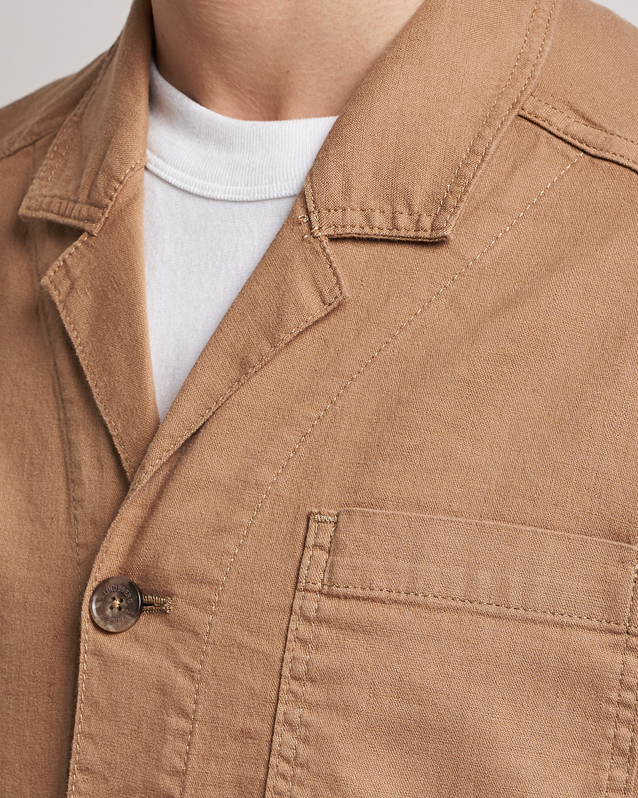 Uomini | Camicie | J.Lindeberg | Errol Linen/Cotton Workwear Overshirt Tiger Brown