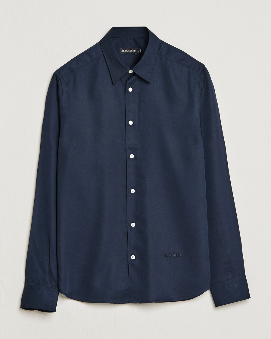 Uomini | Camicie | J.Lindeberg | Slim Fit Comfort Tencel Shirt Navy