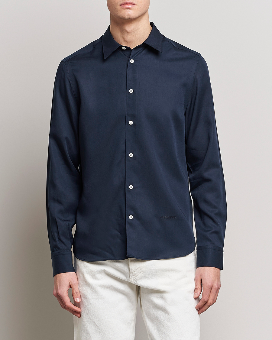 Uomini | Camicie | J.Lindeberg | Slim Fit Comfort Tencel Shirt Navy