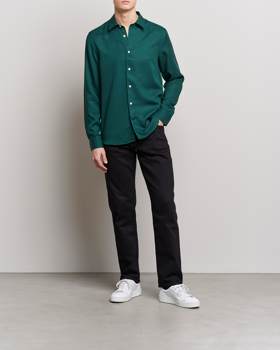 Uomini | Camicie | J.Lindeberg | Slim Fit Comfort Tencel Shirt Rain Forest
