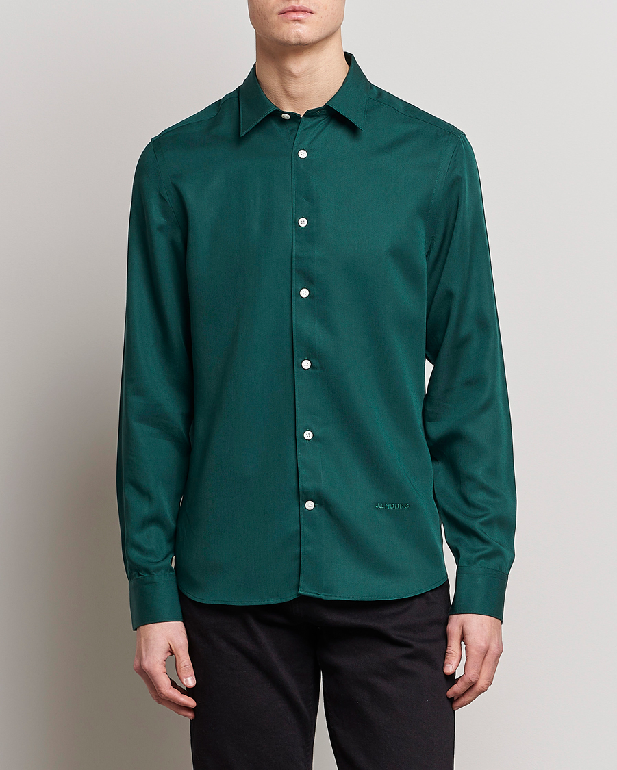 Uomini | Camicie | J.Lindeberg | Slim Fit Comfort Tencel Shirt Rain Forest