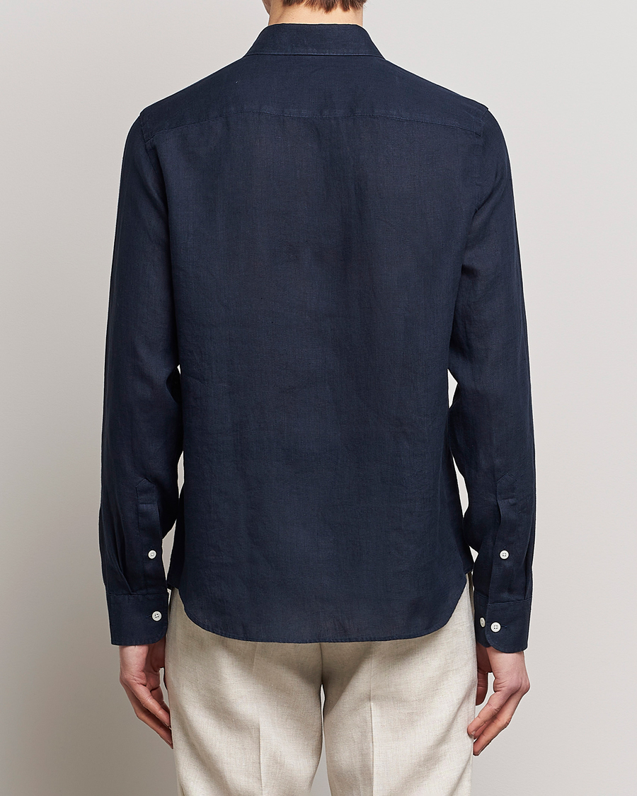 Uomini | Camicie | J.Lindeberg | Slim Fit Clean Linen Shirt Navy