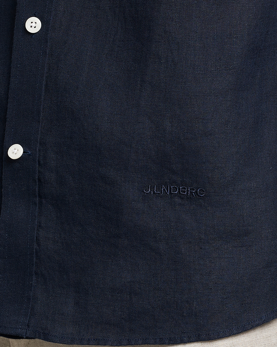 Uomini | Camicie | J.Lindeberg | Slim Fit Clean Linen Shirt Navy