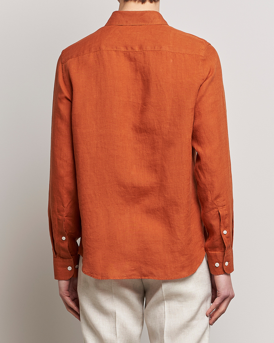 Uomini | Camicie | J.Lindeberg | Slim Fit Clean Linen Shirt Bombay Brown