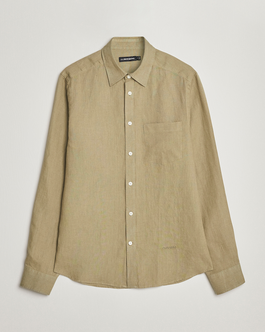Uomini | Camicie | J.Lindeberg | Slim Fit Clean Linen Shirt Aloe