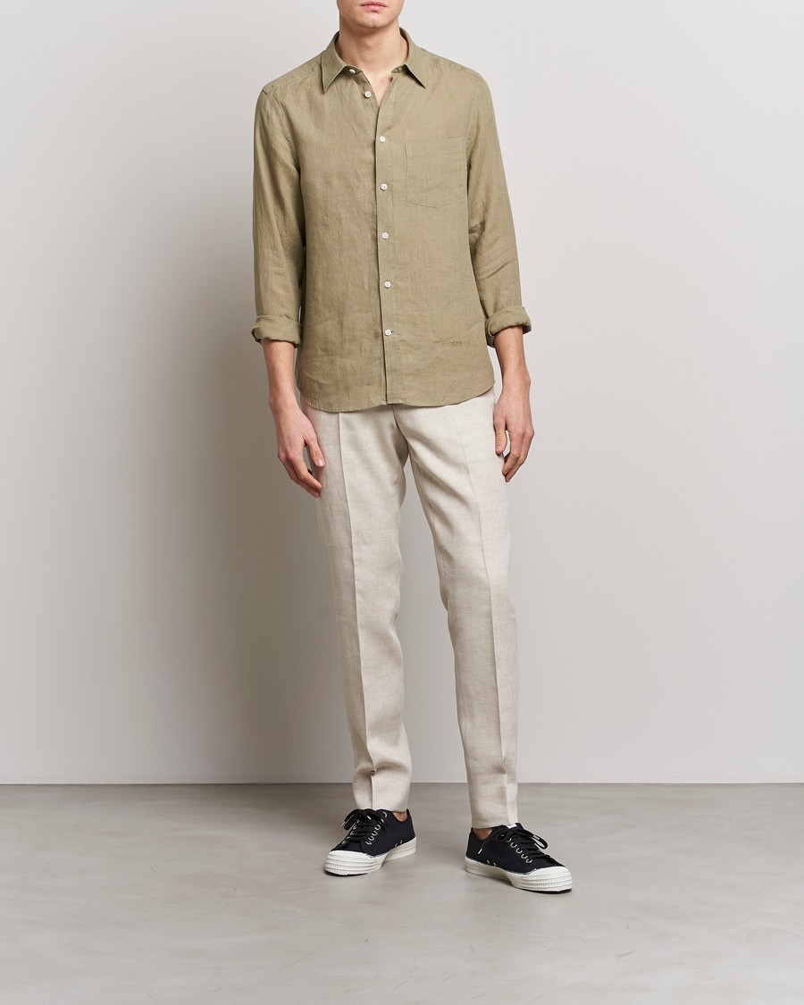 Uomini | Camicie | J.Lindeberg | Slim Fit Clean Linen Shirt Aloe