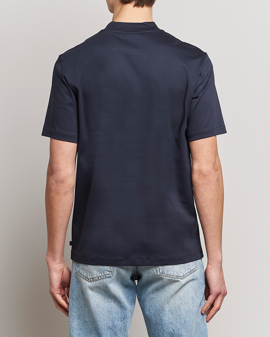Uomini | T-shirt | J.Lindeberg | Ace Mock Neck Mercerized Cotton T-Shirt Navy