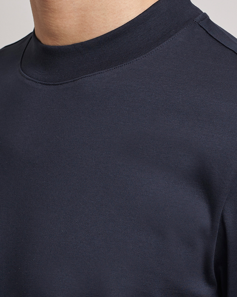 Uomini | T-shirt | J.Lindeberg | Ace Mock Neck Mercerized Cotton T-Shirt Navy