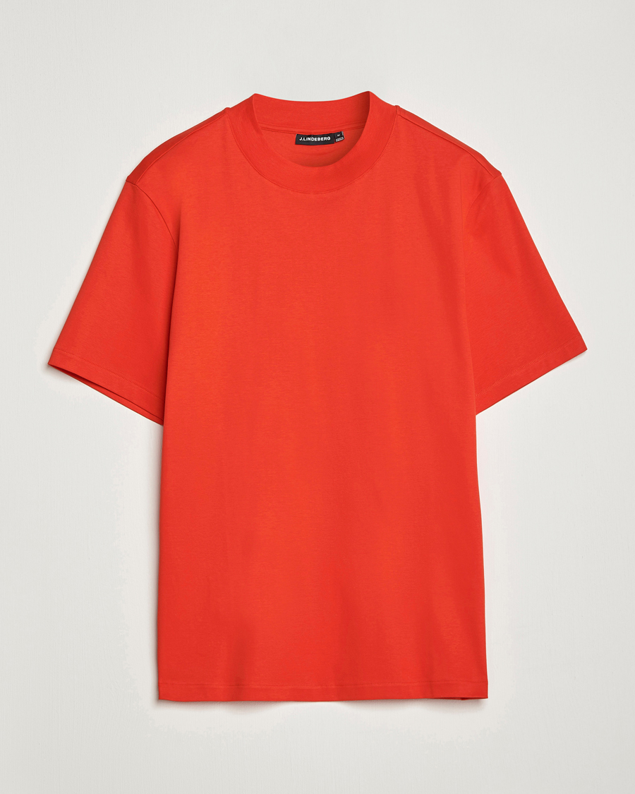 Uomini | T-shirt | J.Lindeberg | Ace Mock Neck Mercerized Cotton T-Shirt Fiery Red
