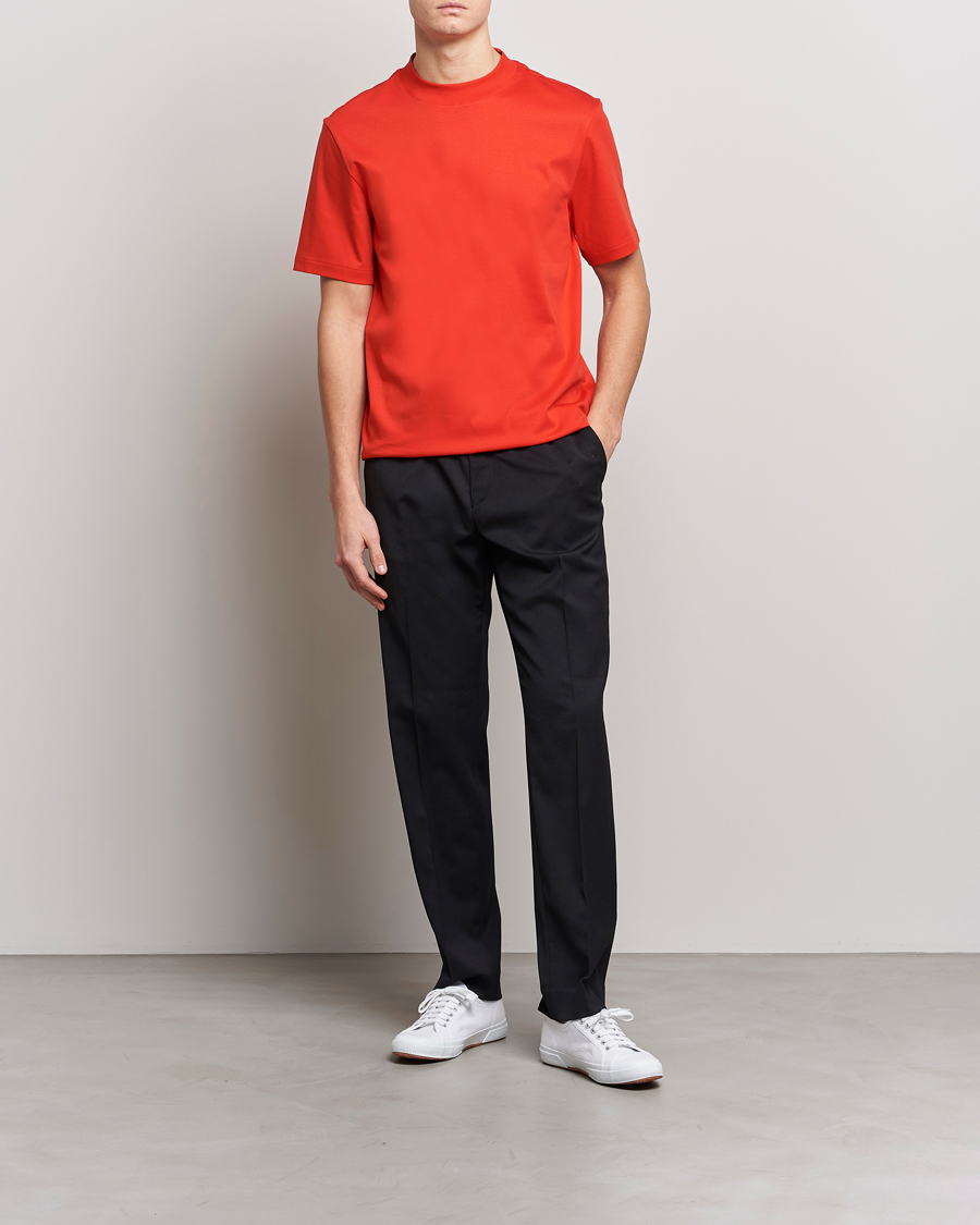Uomini | T-shirt | J.Lindeberg | Ace Mock Neck Mercerized Cotton T-Shirt Fiery Red