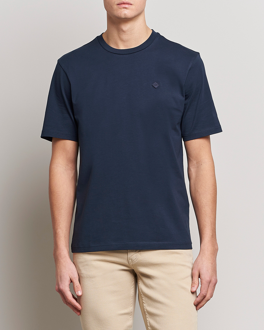 Uomini | T-shirt | J.Lindeberg | Dale Organic Cotton Patch T-Shirt Navy