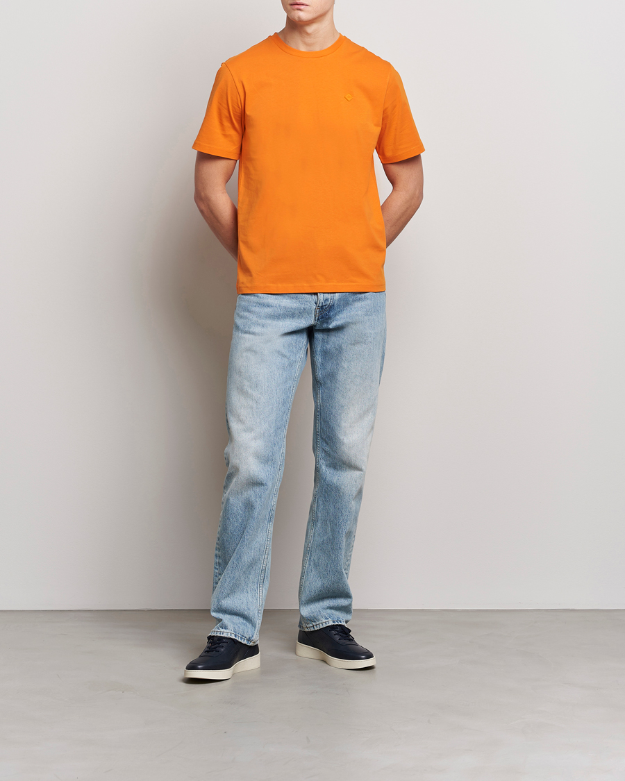 Uomini | T-shirt | J.Lindeberg | Dale Organic Cotton Patch T-Shirt Russet Orange