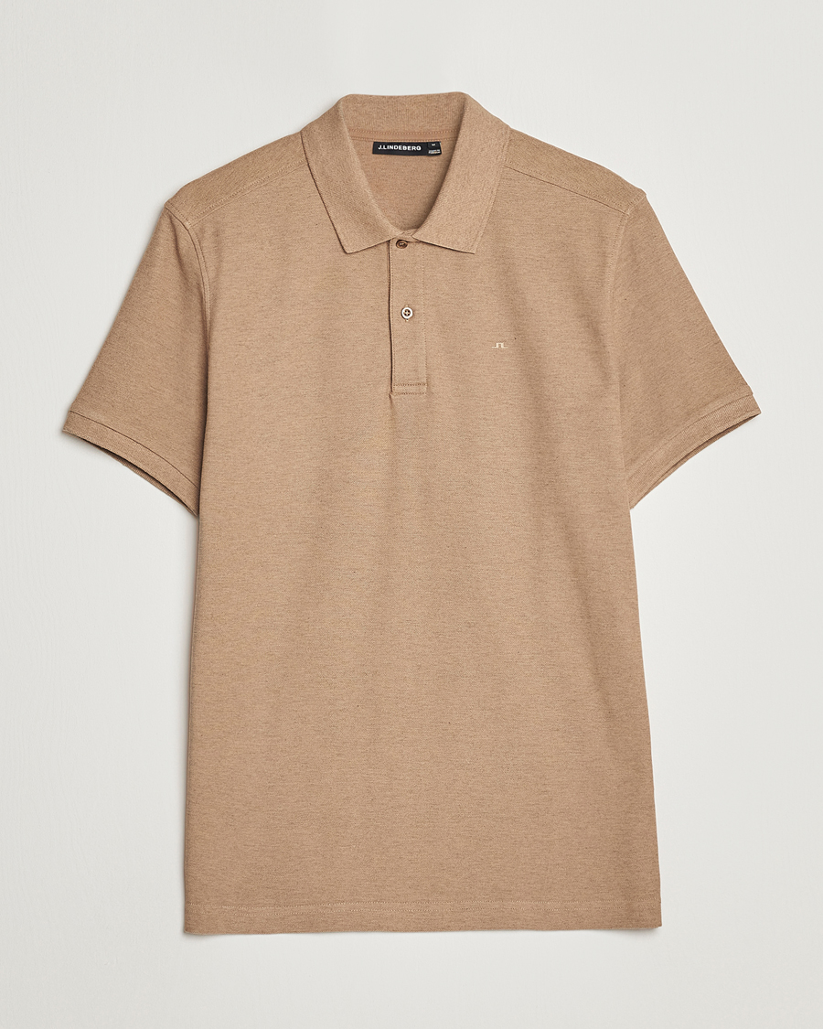 Uomini | Polo | J.Lindeberg | Troy Clean Polo Tiger Brown Melange