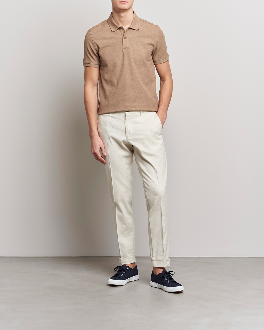Uomini | Polo | J.Lindeberg | Troy Clean Polo Tiger Brown Melange