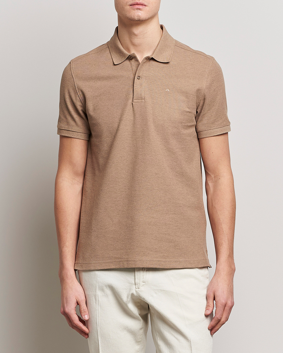 Uomini | Polo | J.Lindeberg | Troy Clean Polo Tiger Brown Melange
