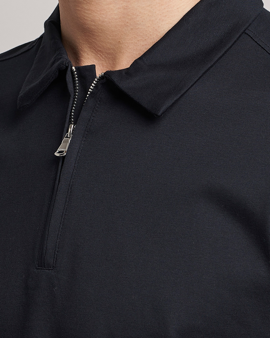 Uomini | Polo | J.Lindeberg | Asher Zip Mercerized Cotton Polo Black