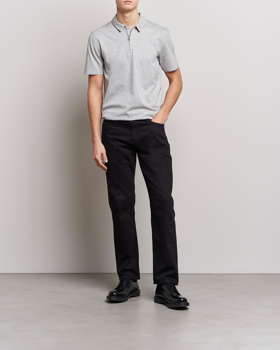 Uomini | Polo | J.Lindeberg | Asher Zip Mercerized Cotton Polo Light Grey Melange