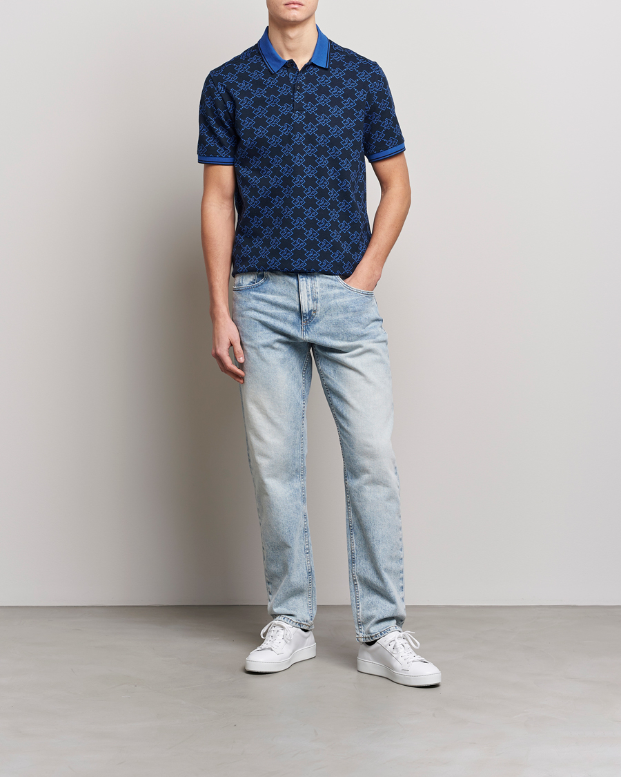 Uomini | Polo | J.Lindeberg | Deklan Organic Cotton Jacquard Polo Navy