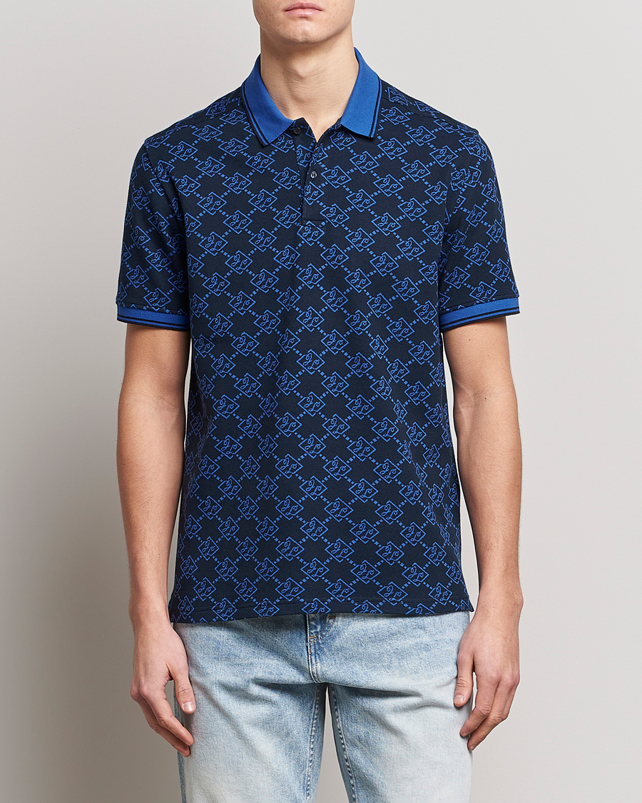 Uomini | Polo | J.Lindeberg | Deklan Organic Cotton Jacquard Polo Navy