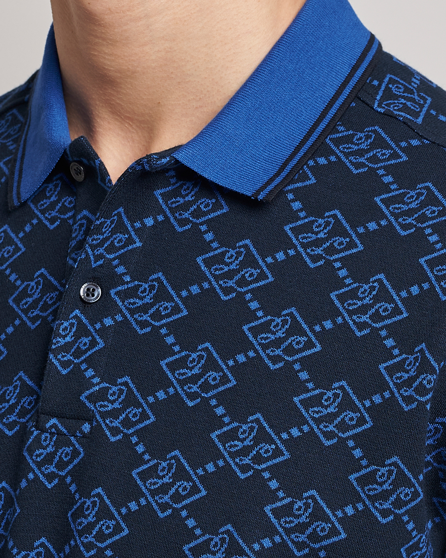 Uomini | Polo | J.Lindeberg | Deklan Organic Cotton Jacquard Polo Navy