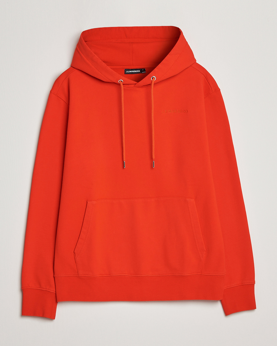 Uomini | Maglieria | J.Lindeberg | Chip Cotton Hoodie Fiery Red