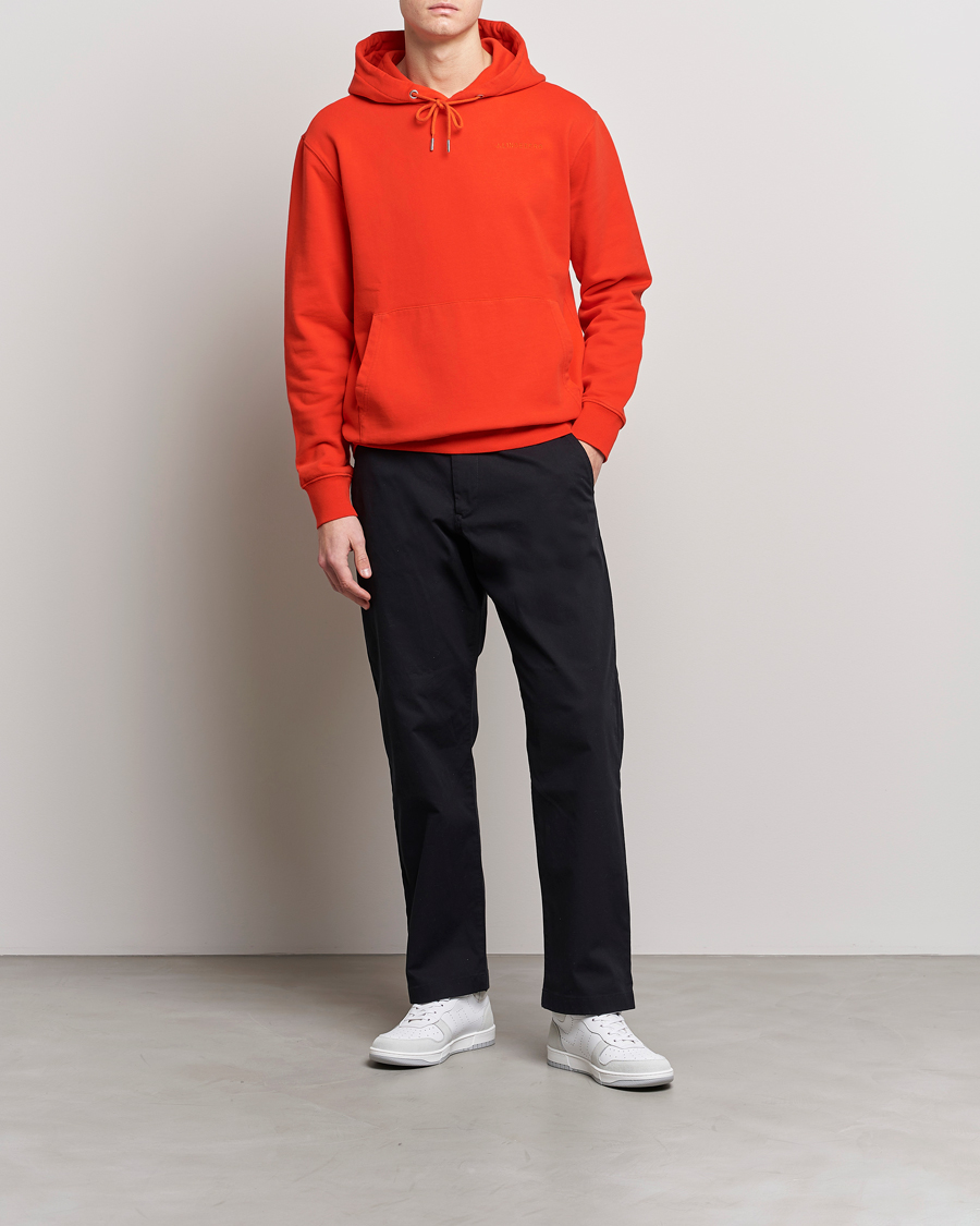 Uomini | Maglieria | J.Lindeberg | Chip Cotton Hoodie Fiery Red