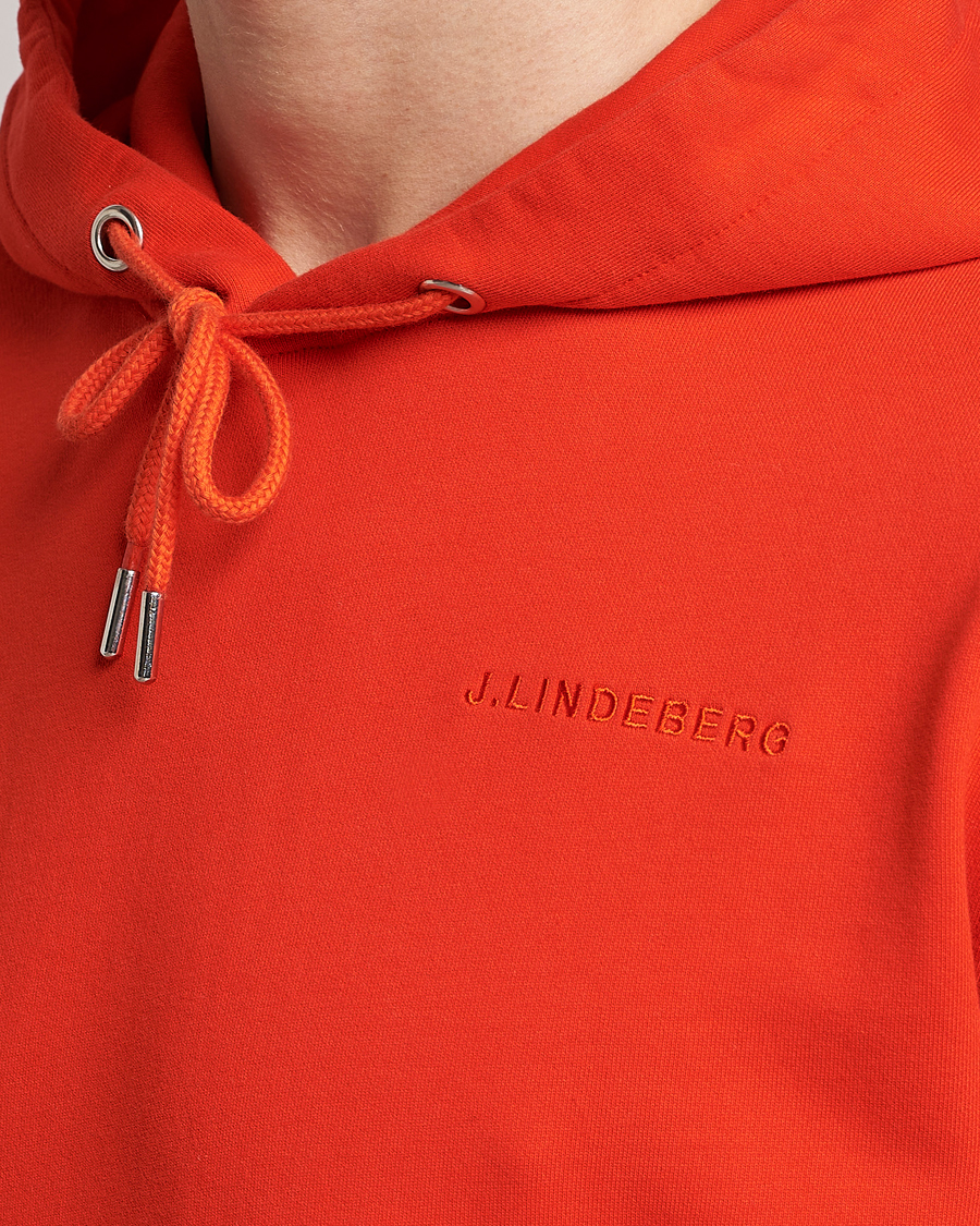 Uomini | Maglieria | J.Lindeberg | Chip Cotton Hoodie Fiery Red