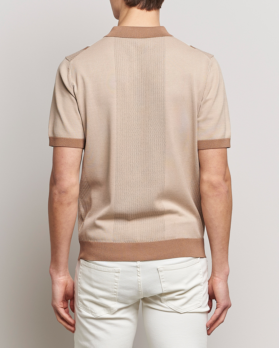 Uomini | Polo | J.Lindeberg | Rey Stripe Knitted Polo Tiger Brown