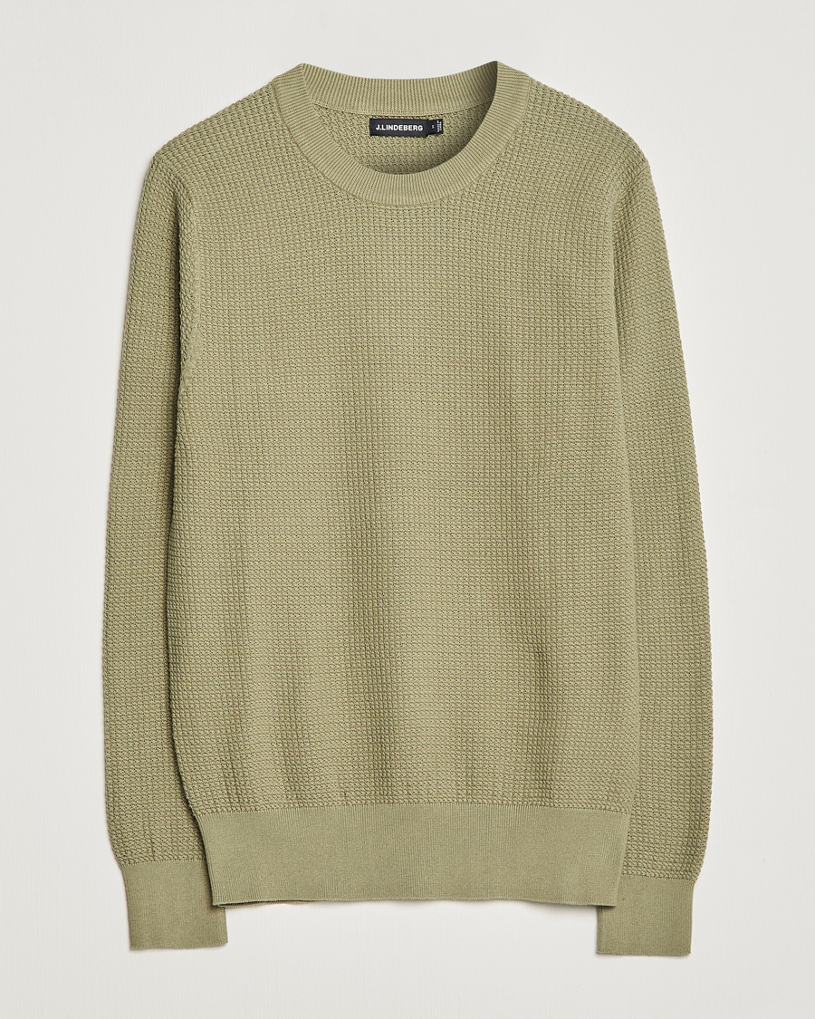 Uomini | Maglieria | J.Lindeberg | Arthur Structure Organic Cotton Crew Neck Aloe