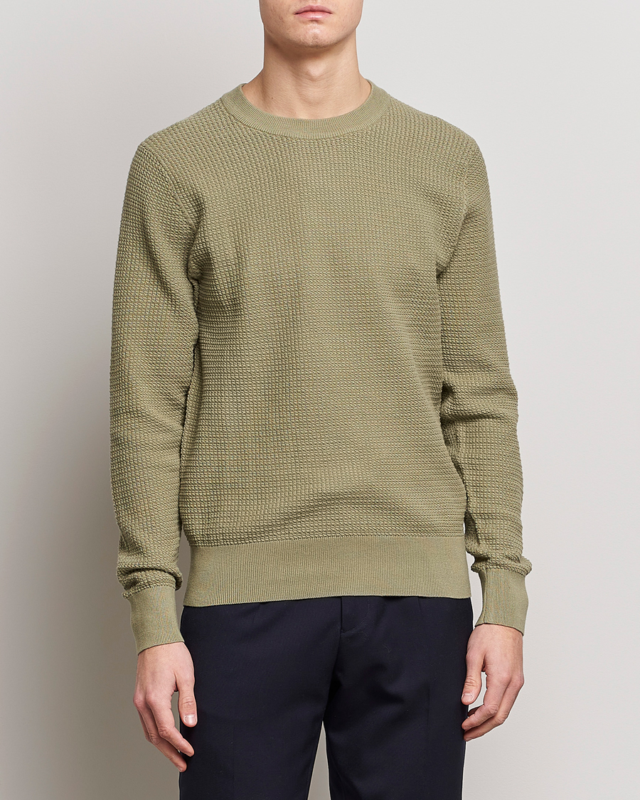 Uomini | Maglieria | J.Lindeberg | Arthur Structure Organic Cotton Crew Neck Aloe
