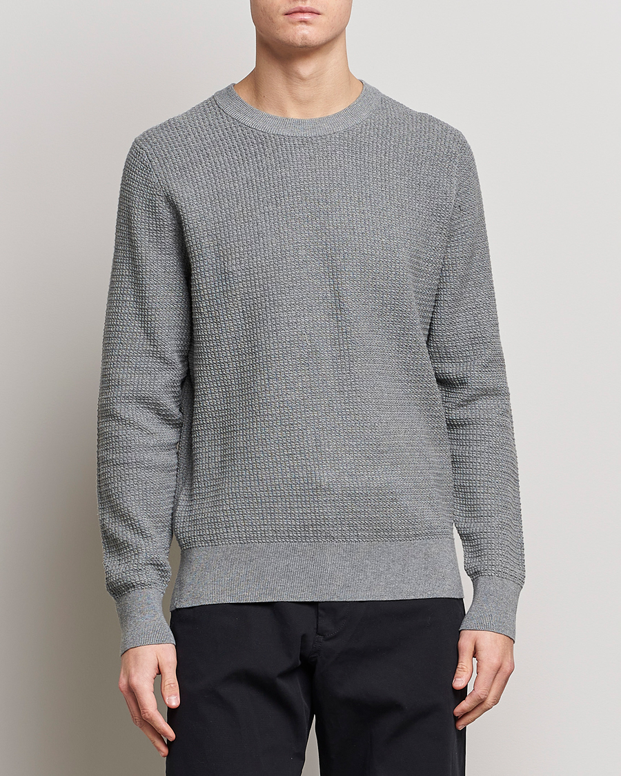 Uomini | Maglieria | J.Lindeberg | Arthur Structure Organic Cotton Crew Neck Light Grey