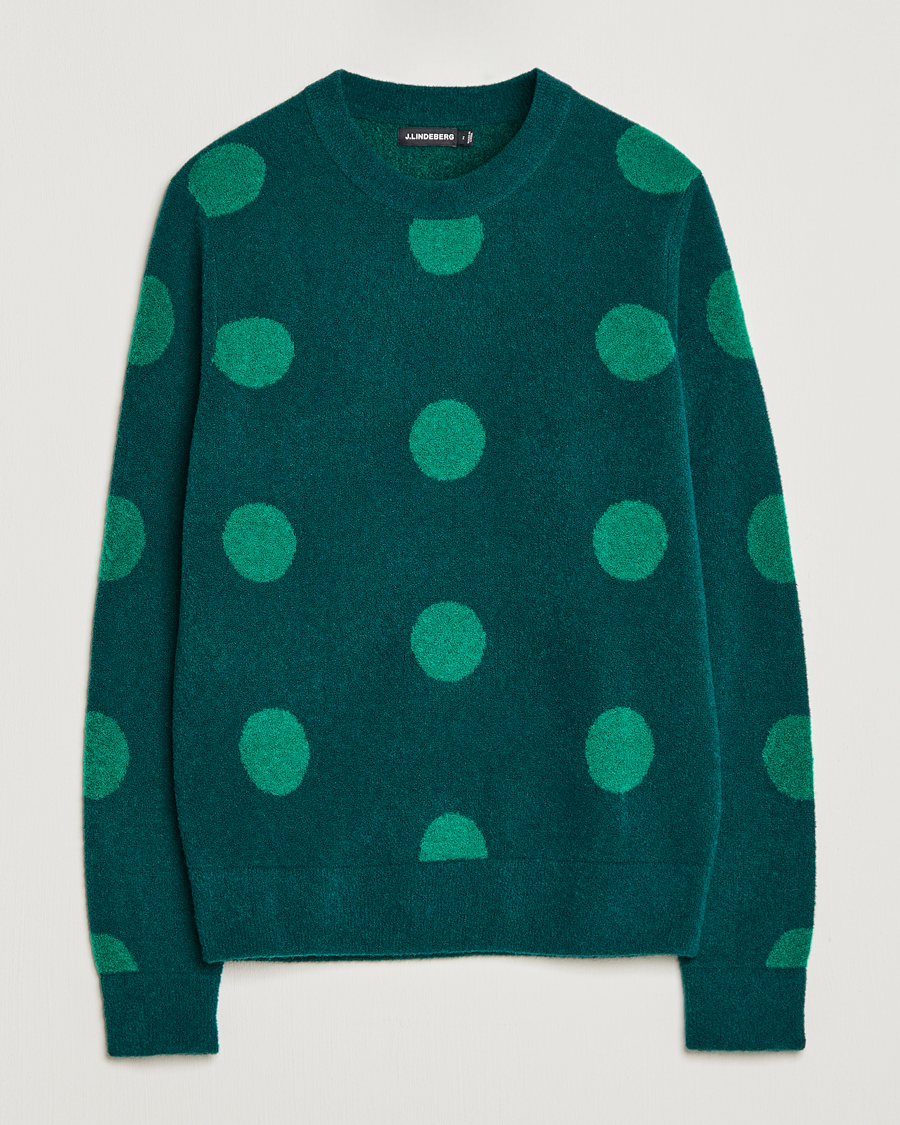 Uomini | Maglieria | J.Lindeberg | Dotte Hairy Jacquard Crewneck Rain Forest