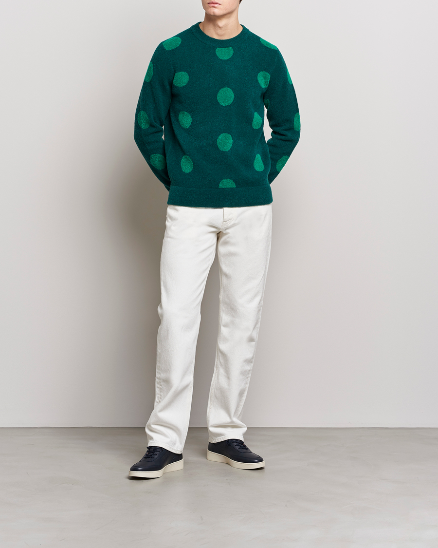 Uomini | Maglieria | J.Lindeberg | Dotte Hairy Jacquard Crewneck Rain Forest