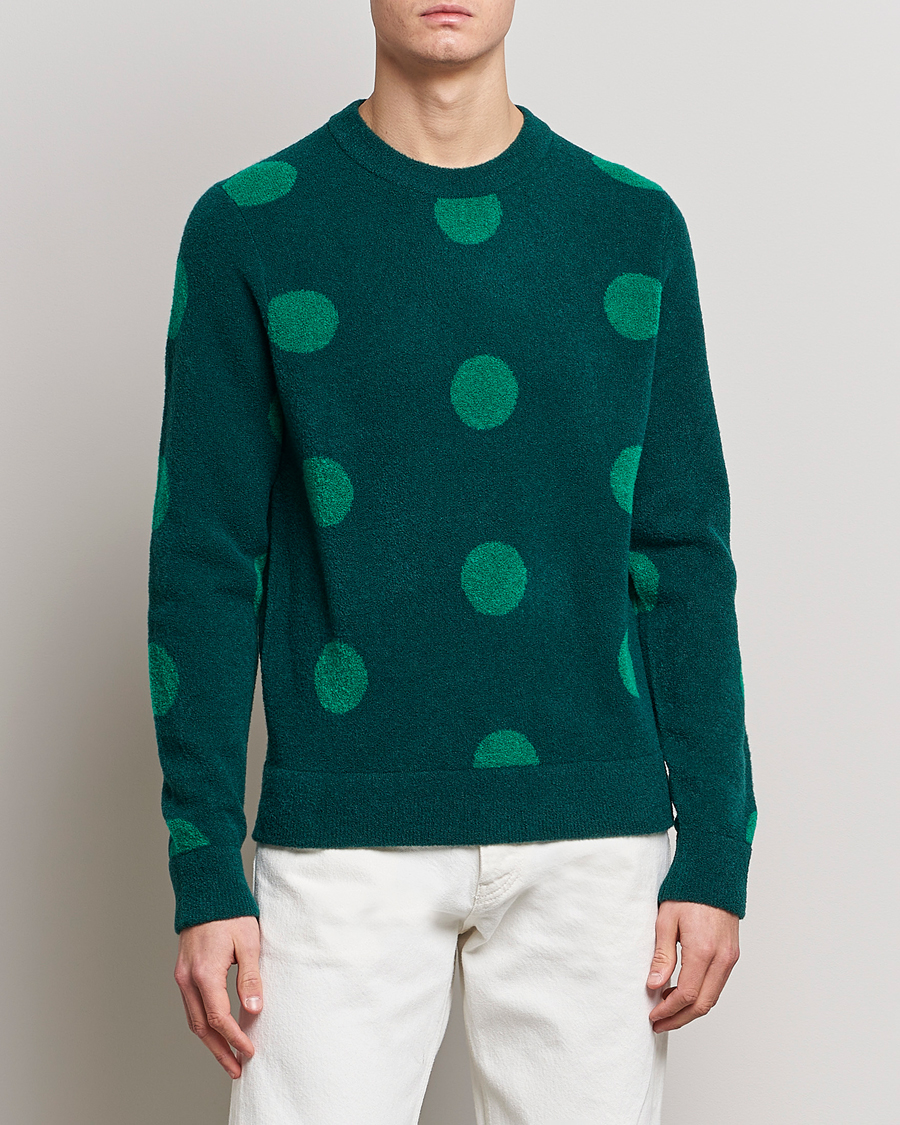 Uomini | Maglieria | J.Lindeberg | Dotte Hairy Jacquard Crewneck Rain Forest
