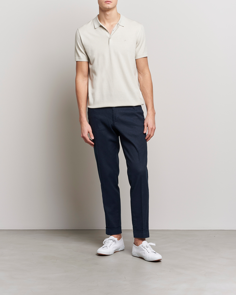 Uomini | Pantaloni | J.Lindeberg | Grant Stretch Cotton/Linen Trousers Navy