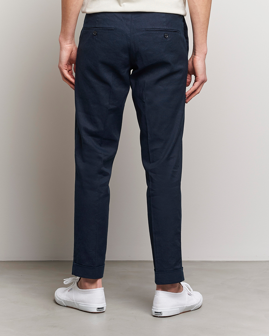 Uomini | Pantaloni | J.Lindeberg | Grant Stretch Cotton/Linen Trousers Navy