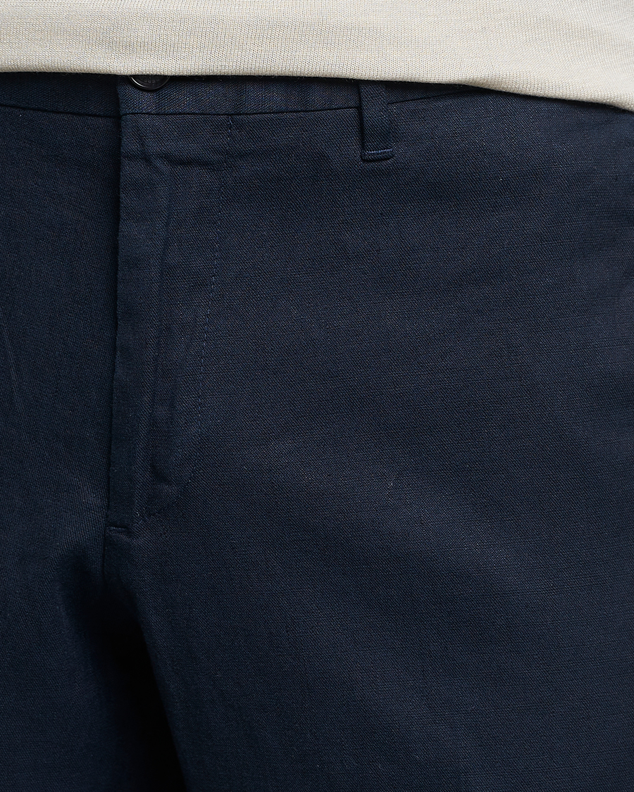 Uomini | Pantaloni | J.Lindeberg | Grant Stretch Cotton/Linen Trousers Navy