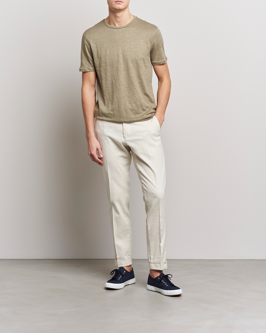 Uomini | Pantaloni | J.Lindeberg | Grant Stretch Cotton/Linen Trousers Turtledove