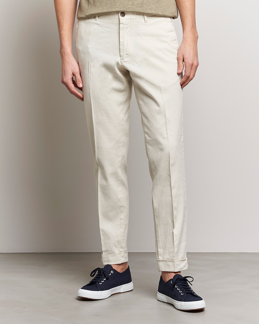 Uomini | Pantaloni | J.Lindeberg | Grant Stretch Cotton/Linen Trousers Turtledove